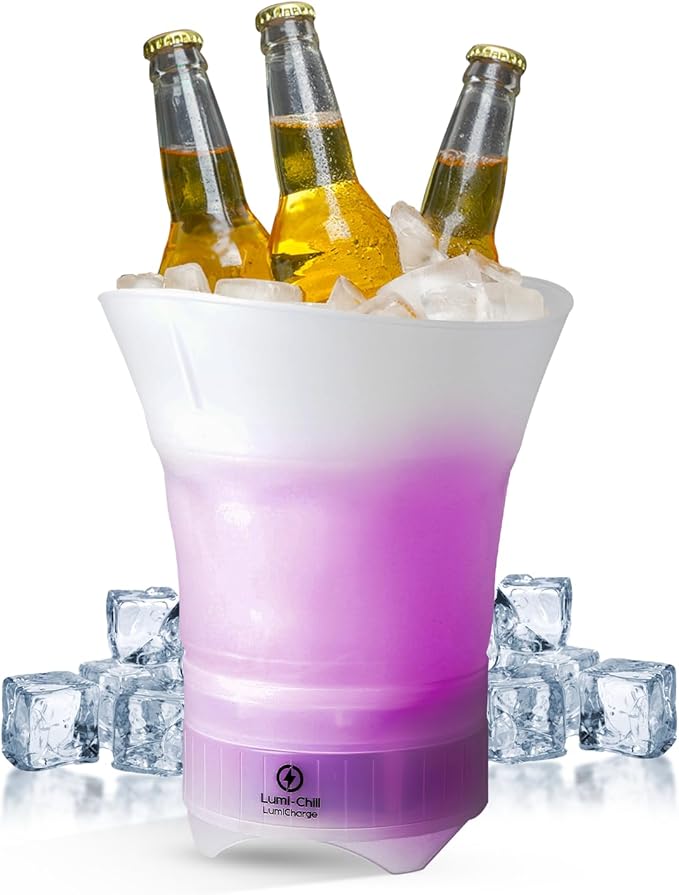 Cubo de Hielo Plegable Portátil con Altavoz Bluetooth y Luces LED para Fiestas