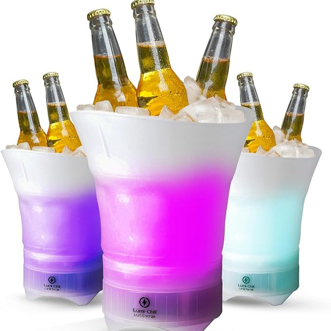 Cubo de Hielo Plegable Portátil con Altavoz Bluetooth y Luces LED para Fiestas